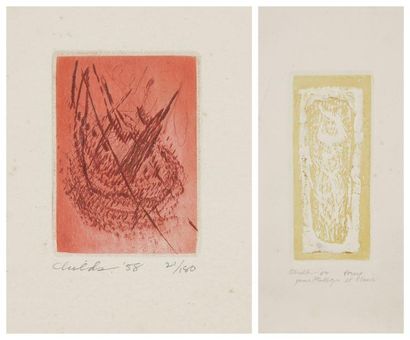Bernard CHILDS (1910-1985) Compositions, 1958 et 1962 2 gravures en relief. Signées...