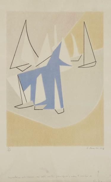 André BEAUDIN (1895-1979) Les Voiliers, 1948 Lithographie. Signée, datée, dédicacée...