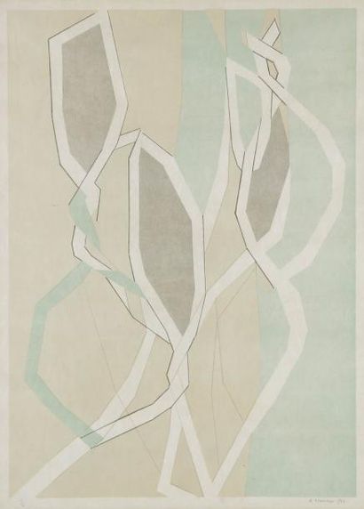 André BEAUDIN (1895-1979) Composition en vert, 1963 Lithographie sur japon. Signée,...
