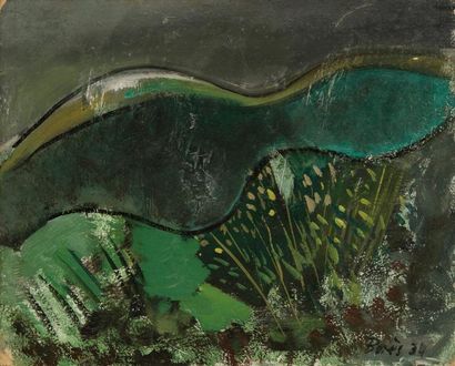 Francisco BORES [espagnol] (1898-1972) Paysage, 1934 Huile sur carton. Signée et...