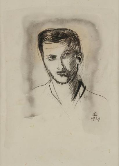 Hans REICHEL [franco-allemand] (1892-1958) Portrait de Tom Kile Brown, 1939 Dessin...