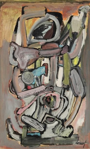 Jacques DOUCET (1924-1994) Composition, 1958 Gouache. Signée en bas à droite. 57,5...