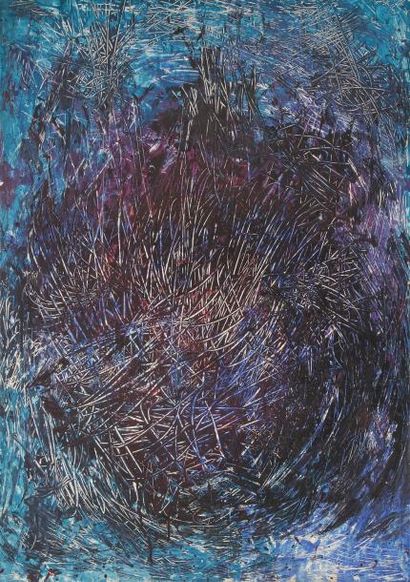 Fréderic BENRATH (1930-2007) Composition, 1956 Huile sur papier marouflé sur toile....