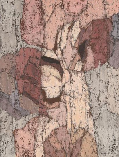 Pierre-César LAGAGE (1911-1977) Composition, 1968 Huile sur papier marouflé sur toile....