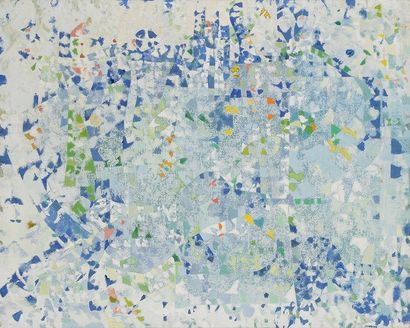 Joe DOWNING [américain] (1925-2007) Composition Huile sur toile. Signée en bas à...