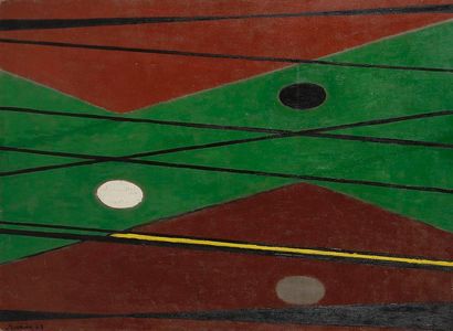 Henri DAVRING [allemand] (1894-1970) Composition, 1949 Huile sur toile. Signée et...
