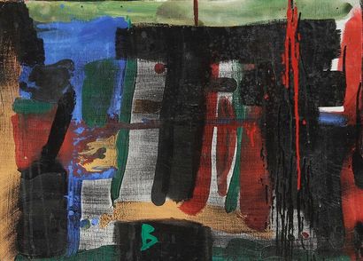 Jens BIRKEMOSE [danois] (né en 1943) Composition Acrylique sur toile. Monogrammée...