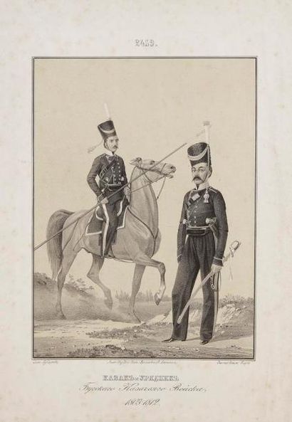 null Cosaque et brigadier de l’Armée Cosaque du Boug. Planche lithographiée N° 2459...