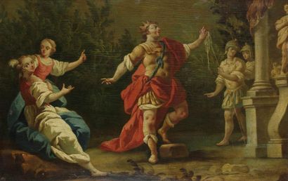 Attribué à Claudio Francesco BEAUMONT 
Scène mythologique
Panneau.
36,5 x 54,5 c...