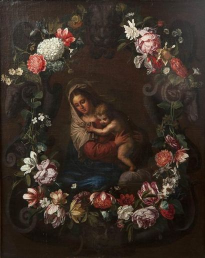École FLAMANDE du XVIIe siècle, atelier de Jan Philip van THIELEN 
Vierge à l'Enfant...