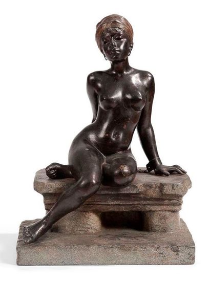 Emmanuel VILLANIS (1858-1914) Esclave assise, grand modèle Sculpture, version double....