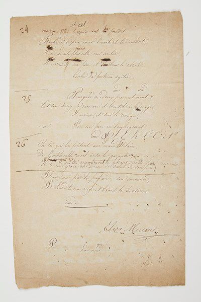  Élisa Mercoeur (1809-1835) poétesse.Manuscrit autographe signé «Elisa Mercoeur»;...