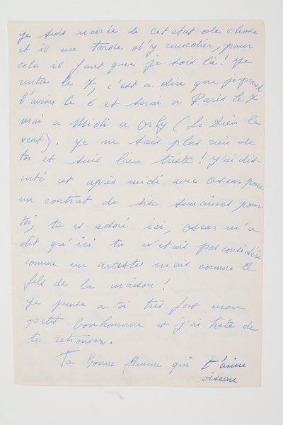 null Édith Gassion, dite Édith PIAF (1915-1963) chanteuse. Lettre autographe signée...