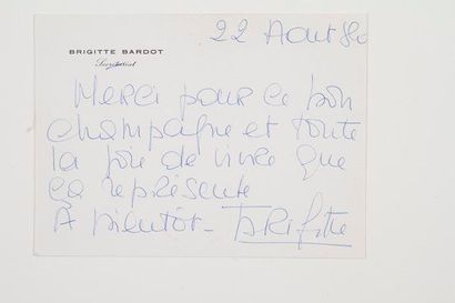  Brigitte BARDOT (née en 1934) actrice de cinéma.Lettre autographe signée «Brigitte»,...