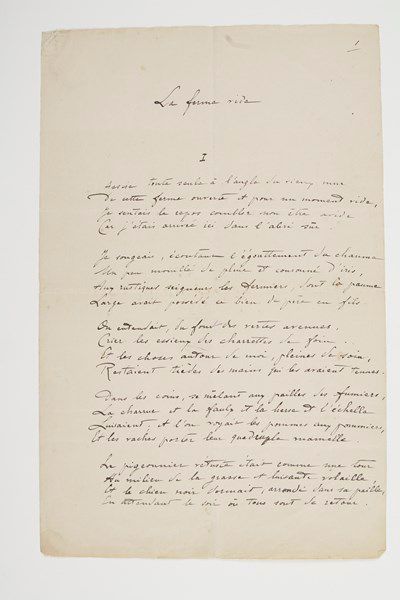  Lucie DELARUE-MARDRUS (1880-1945) poétesse.Poème autographe signé, La Ferme vide;...