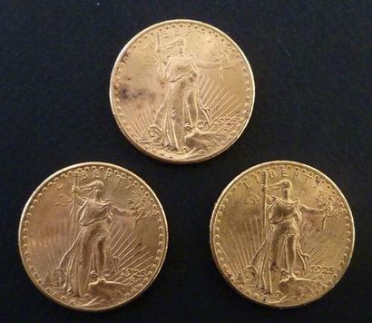 null 3 Pièces de 20 US $ en or type Saint-Gaudens 1925