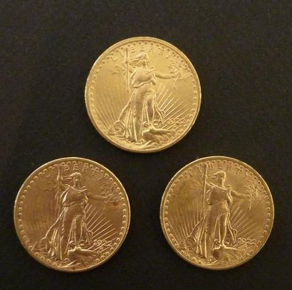 null 3 Pièces de 20 US $ en or type Saint-Gaudens 1922