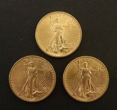 null 3 Pièces de 20 US $ en or type Saint-Gaudens 1922