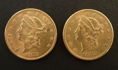 null 2 Pièces de 20 US $ en or type Liberty 1878-S, 1888-S
