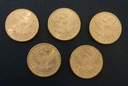 null 5 Pièces de 10 US $ en or type Liberty 1882, 1885, 1893, 1895 (2)