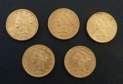 null 5 Pièces de 10 US $ en or type Liberty 1895 (4); 1899