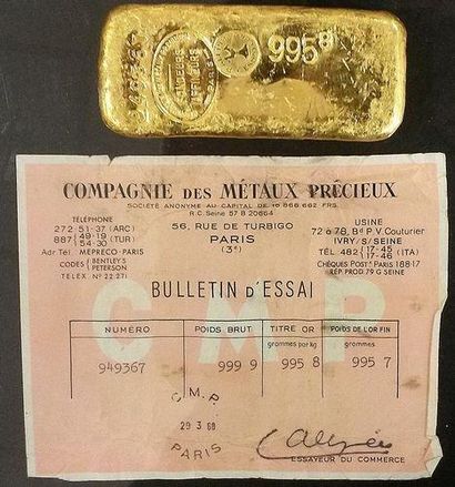 null Lingot d'or numéro 949367 Titre: 995.8 Compagnie des Métaux précieux, Paris...