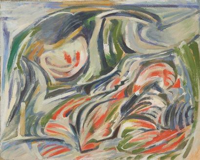 Louis SON (1921-1996) Composition, 1956 Huile sur toile. Non signée. 65 x 81 cm Exposition:...