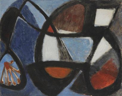 Louis SON (1921-1996) Composition abstraite Huile sur toile. Non signée. (Petit accident)....