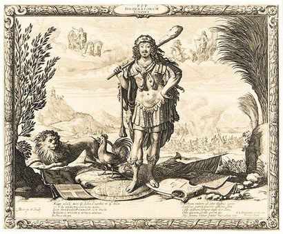 Abraham BOSSE (1602-1676) Louis XIII en Hercule. Vers 1635. Eau-forte. À vue: 320 x 253....
