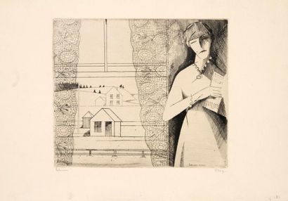 Jean-Emile LABOUREUR (1877-1943) La Fenêtre canadienne. 1914. Eau-forte. 190 x 160....