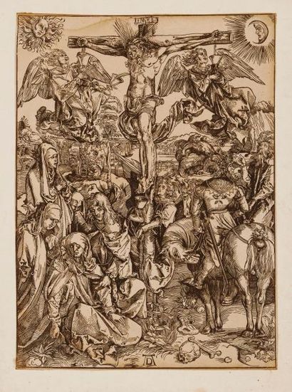 Albrecht Dürer (1471-1528) (d'après) La Crucifixion. Eau-forte. 281 x 388. Belle...