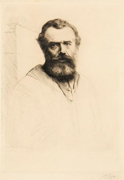 Alphonse LEGROS (1837-1911) Portrait de l'artiste par lui-même. 1880. Eau-forte et...