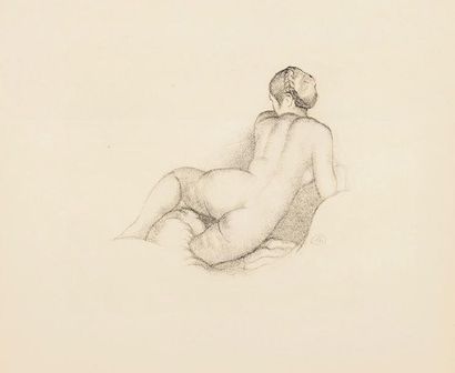 Aristide MAILLOL (1861-1944) Femme en berceau, bras gauche relevé, bras droit abaissé;...