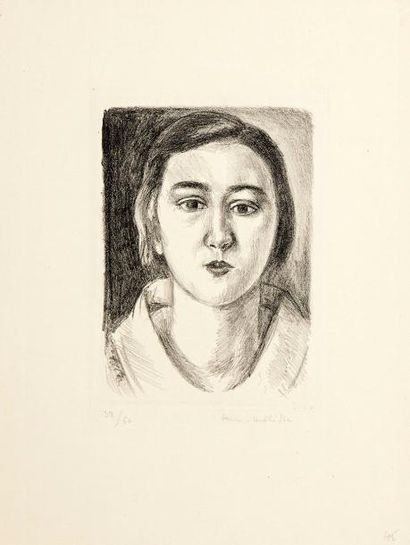 Henri MATISSE (1869-1954) Jeune fille au col d'organdi. 1923. Lithographie. 150 x 200....