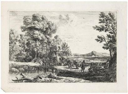 Claude Gellée, dit Le Lorrain (1600-1682) Le Pont de bois (Rebecca et Eliezer). Vers...