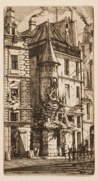 Charles MERYON (1821-1868) Tourelle, rue de la Tixéranderie. 1852. Eau-forte. 131 x 246....