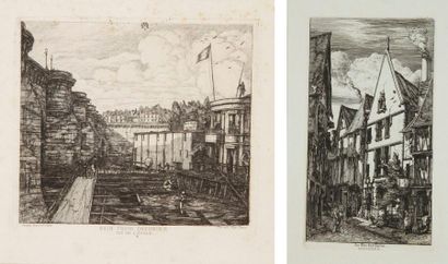 Charles MERYON (1821-1868) La Rue des Toiles à Bourges. 1853. Eau-forte et pointe...