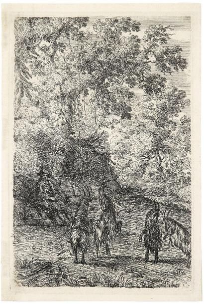 Claude Gellée, dit Le Lorrain (1600-1682) Les Quatre chèvres. Vers 1630-1633. Eau-forte....