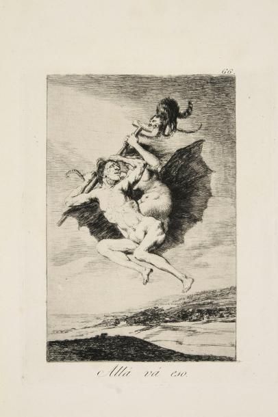 Francisco de GOYA Y LUCIENTES (1746-1828) Allá vá eso (Les Caprices, pl. 66). Eau-forte,...