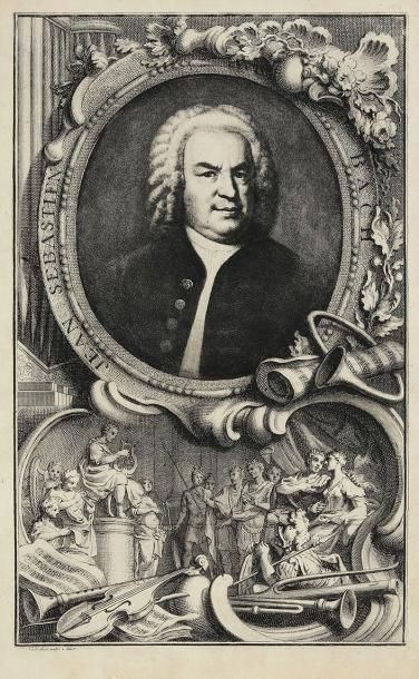 Jakob Houbraken (1698-1780) Johann Sebastian Bach. Eau-forte d'après Gottlob. 238 x 380. Très...
