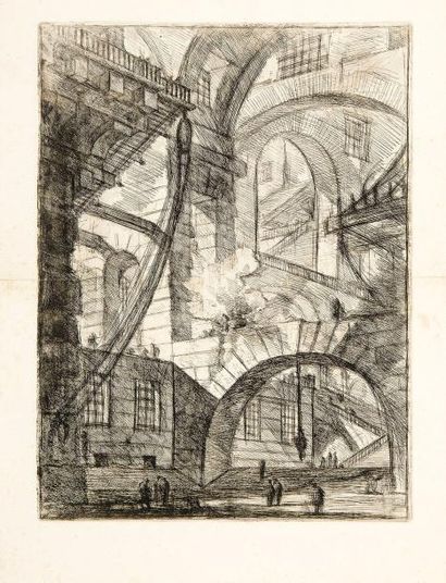 Giambattista PIRANESI (1720-1778) L'Incendie (Carceri, pl. 6). 1749. Eau-forte. 395 x 540....