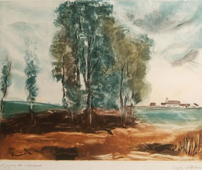 Jacques VILLON (1875-1963). Paysage aux arbres, d'après Maurice Vlaminck. Lithographie....
