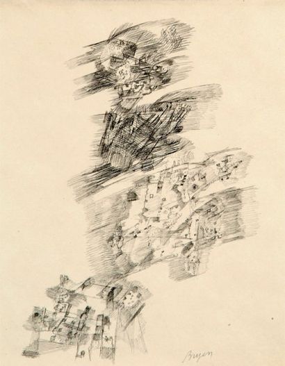 Camille BRYEN (1907-1977) Composition abstraite. Encre sur papier. Signée en bas...