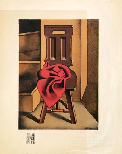 Henryk BERLEWI (1894-1967) Siège au drapé rouge. 1950-1953. Lithographie. 280 x 440....