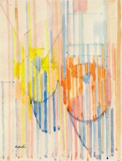 Daniel RAVEL (1915- 2002) Composition abstraite. Aquarelle sur papier. Signée en...