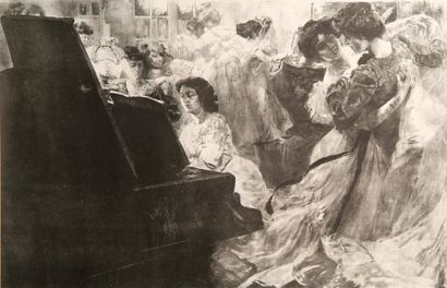 Alexandre LUNOIS (1863-1916). [Jeunes femmes dansant au son du piano]. Vers 1896....