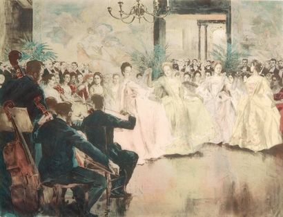 Alexandre LUNOIS (1863-1916). Le Menuet chez Madame Ménard-Dorian. 1896. Lithographie....