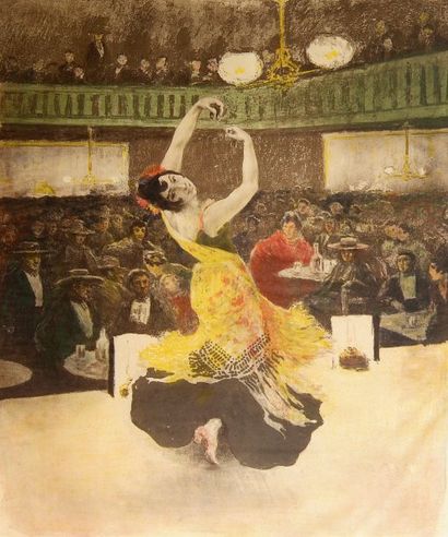 Alexandre LUNOIS (1863-1916). Une nuit au Burrero (planche en hauteur). 1897. Lithographie....
