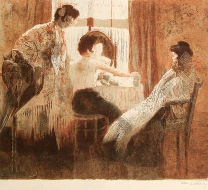 Alexandre LUNOIS (1863-1916). Danseuses espagnoles à leur toilette. 1894. Lithographie....