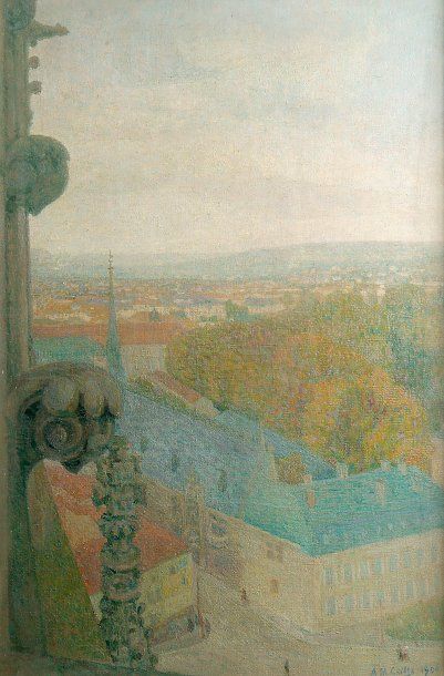 michel-Auguste COLLE (1872-1949). Vue sur Nancy. Huile sur toile, signée et datée...